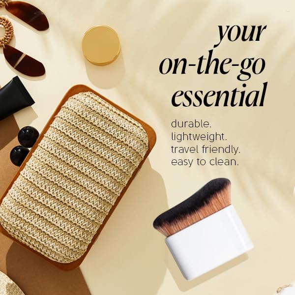 Tinge Body Kabuki Brush for Self Tanner & Makeup Application - Soft Synthetic Bristles, Travel-Friendly