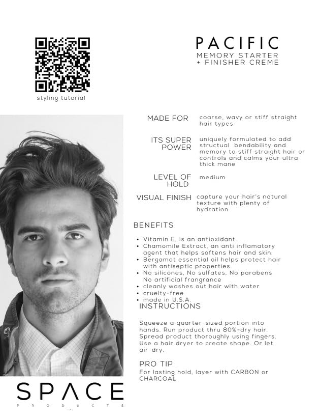 Men's Hair Styling Cream - Medium Hold, Natural Finish for Thick Coarse Hair