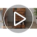 Furnulem Night Stand with 4 Shelves, 2 Fabric Drawers, Black Oak, 2 Drawer - Tall Bedside Table with Charging & LED Lights