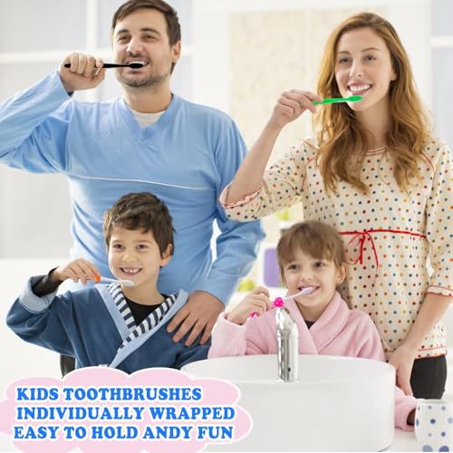 Disposable Toddler Toothbrushes 4 Colors, 200 Pack - Cute Animal Design
