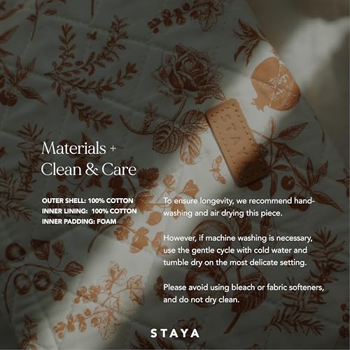 Staya Peaches Quilted Cotton Makeup Bag for Women – Travel Cosmetic & Toiletry Pouch