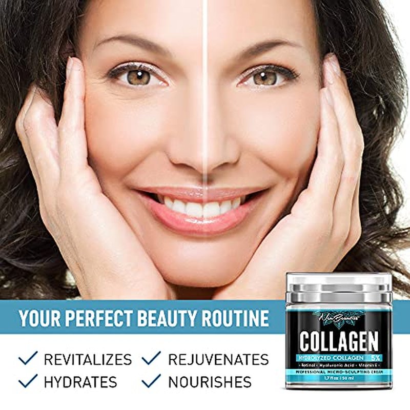 Collagen Cream For Face - Anti Aging Night Women Made In USA Wrinkle With Retinol Hyaluronic Acid Firming & Hydrating Effect Facial Cream, 50 ml