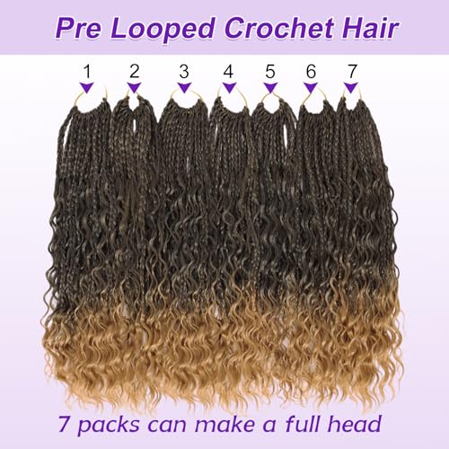 18 Inch Goddess Box Braids Crochet Hair for Black Women - T1B/27# - Pack of 7