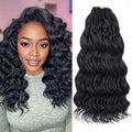 Pre Looped Ocean Wave Crochet Hair 14 Inch Black Short Curly Boho Style - 8 Packs