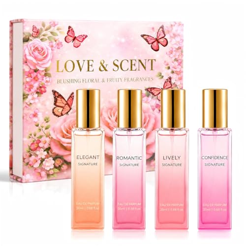Travel Perfume Gift Set with 4 Floral & Fruity EDP Sprays - Women’s Fragrance Collection