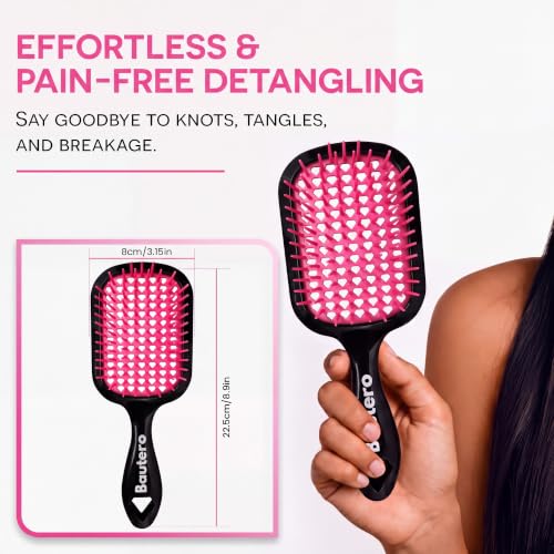 Bautero Detangling Brush for Curly Thick Hair - Sakura Blossom Variation