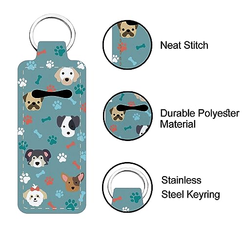 FREEBLOSS 2Pcs Chapstick Holder Keychain 1.5x3.8'' Lip Balm Holder Keychain Lightweight Lipstick Sleeve Pouch with Cute Dog Pattern for Women Girls