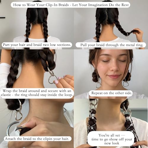 Highlight Brown Boho Braiding Hair Ponytail Extension with Star Beads - One Set