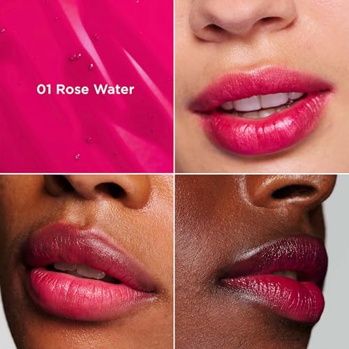 Clarins Water Lip Stain, 01 Rose Water and Lip Oil, 04 Pitaya Bundle | Buildable, Matte Finish Lip Stain | Sheer, High Shine Finish Lip Oil