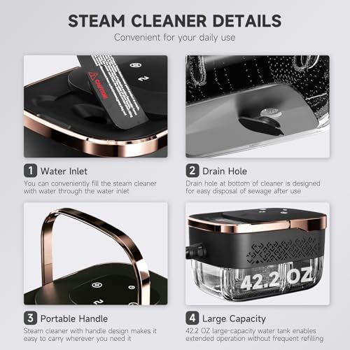 Handheld Steam Cleaner for Home & Car Detailing - Powerful 4Bar Pressure, 15S Instant Heat