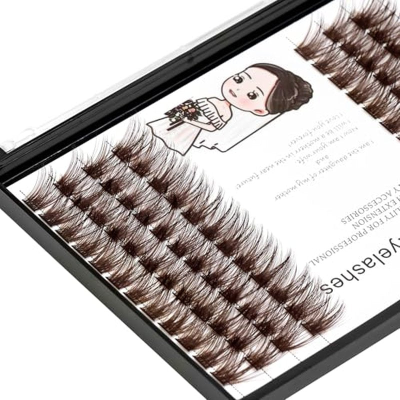 Bodermincer Black/Brown Color Natural Lash Clusters 84pcs Wispy Eyelash Clusters Eyelash Extensions D Curl Individual Lashes Natural Look Lashes with Thin Lash Band (Brown-12mm)