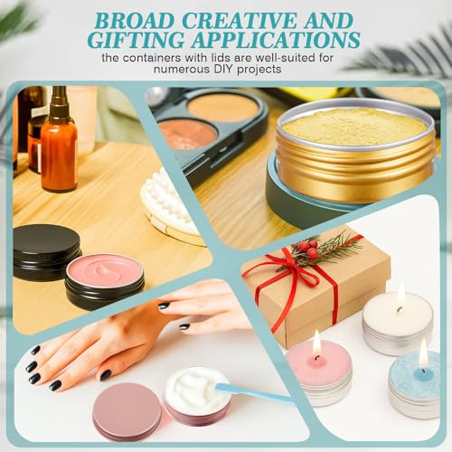 Multi-Colored 50 pcs 0.5 oz Aluminum Lip Balm Tins with Lids Bulk Set