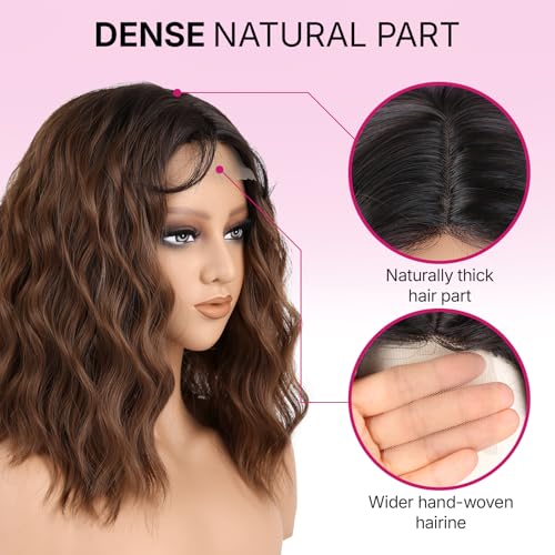 Wavy Synthetic Wig for Women - 16 Inch Chestnut Brown, Heat Resistant, Adjustable R4A/12X#