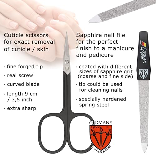 Manicure Pedicure Grooming Kit - 6 Piece Set with Nail Files, Clipper, Tweezers - White-Black Variation
