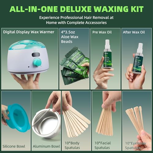 Vennco Waxing Kit for Women and Men - Aloe Hard Wax Beads & Warmer - Write Variation