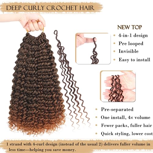 12 Inch Curly Crochet Hair for Black Women - Upgraded 4-in-1 Gogo Curl Pack of 7 T30