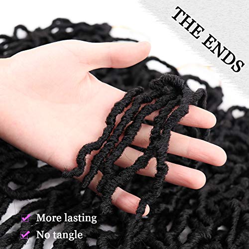 Violet 18 Inch New Faux Locs Crochet Hair Soft Locs Crochet Hair Natural Faux Braids Pre-looped Synthetic Afro Roots Braid For Black Women (18Inch, 6Packs, 1B)