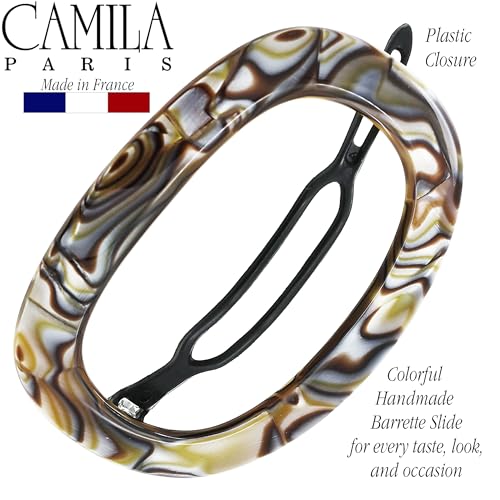 French Hair Barrette Clip Onyx 3x3 Inch Handcrafted Metal-Free Closure