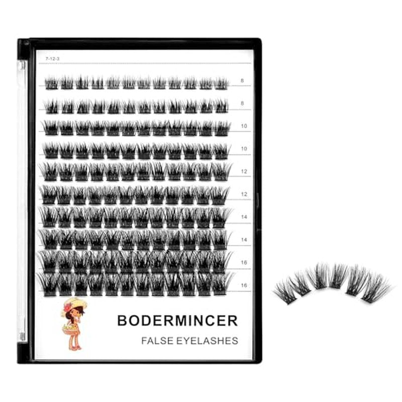 Bodermincer 120pcs D Curl 8-10-12-14-16mm Mixed Wide Cluster Professional Makeup Individual Cluster Eye Lashes Grafting Fake False Eyelashes Home Eyelash Extension (8-10-12-14-16mm Mixed)