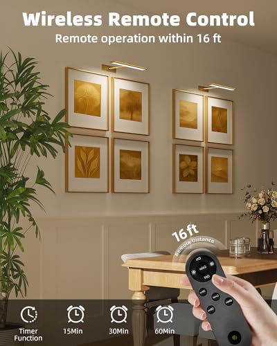 EZVALO Gold 16'' Rechargeable Wall Picture Lights 4-Pack - Dimmable Art Lighting