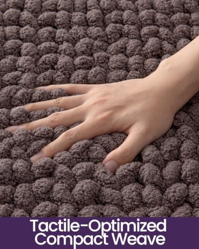 DEXI Bathroom Runner Rug 60x24 Inch Non Slip Chenille Bath Mat Dark Taupe
