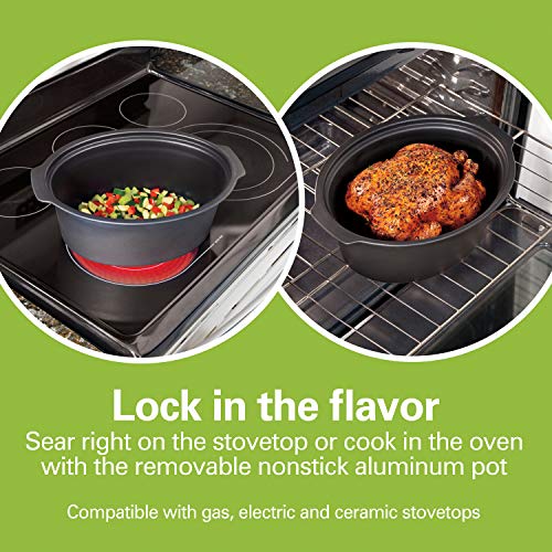 Hamilton Beach Programmable Slow Cooker with 6 Quart Stovetop-Safe Sear & Cook Crock, Silver