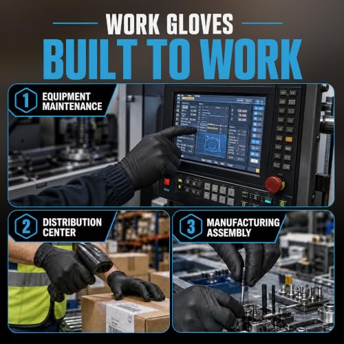 Heavy Duty Nitrile Gloves Large - 6 Mil Disposable Rubber Black Gloves, 1000pcs with Anti-Slip Fingers