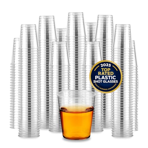 2000 Pack 1.5 oz Clear Plastic Shot Glasses - Disposable Party Cups for Jello Shots & Tasting