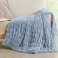 Powder Blue Micro Plush Throw Blanket - Thick Faux Fur, 50x60 Inches