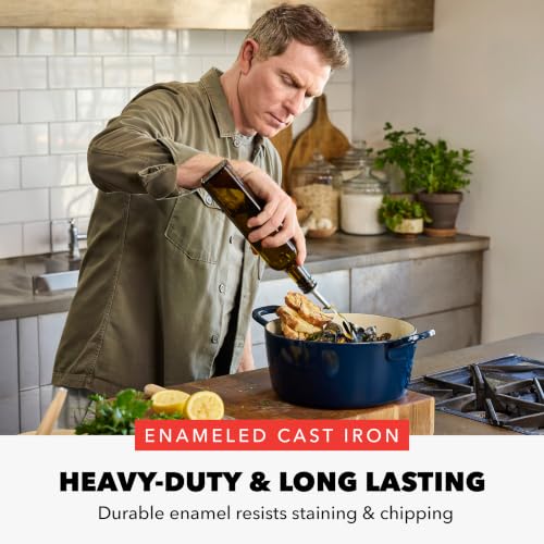 GreenPan x Bobby Flay 5.5QT Navy Enameled Cast Iron Dutch Oven with Lid - Cobalt Blue Variation