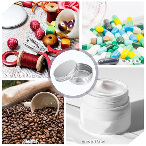 50-Pack Refillable Aluminum Cosmetic Jars with Screw Lids - Lip Balm & Cream Containers