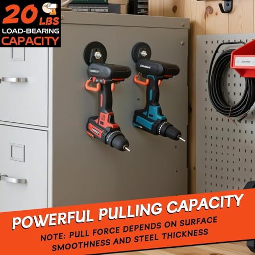 ULIBERMAGNET Pro 2.59'' Magnetic Garage Hooks 10 Pack Orange V1 Pro - Heavy Duty Tool Organizer