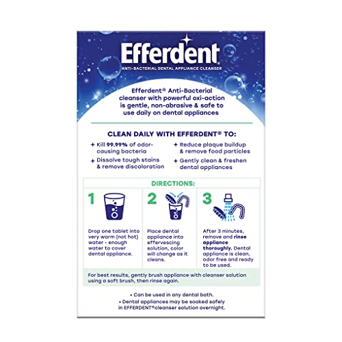 Efferdent Denture & Retainer Cleaner Tablets 90 Count Pack of 6 Minty Fresh