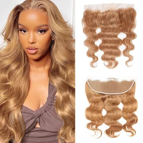 Isufer Blonde 12 Inch 13x4 Frontal Human Hair Body Wave Lace Closure Pre Plucked with Baby Hair