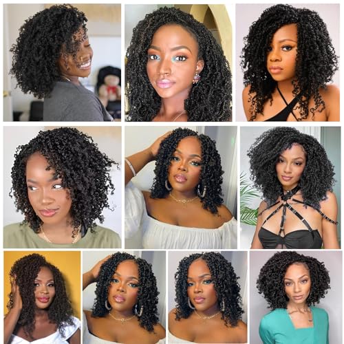 Pre-Twisted Yanky Twist Crochet Hair 14 Inch Short Fluffy Curly Braiding Hair - 1B Variation of THIS listing