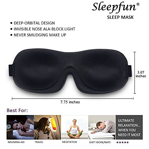 Sleep Mask Invisible Alar Deep Orbit 3D Eye Mask Ultra Lightweight & Comfortable Sleeping Mask for Travel, Nap Shift Works Black & Lavender