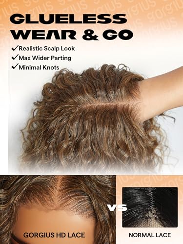 GORGIUS Deep Curly Ombre Brown Lace Front Wig 20 Inch for Black Women
