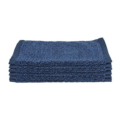 Everplush Diamond Jacquard Bath Linens Wash Cloth, 6 Pack, 13" x 13", Navy