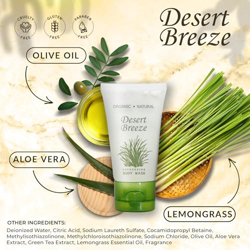 Desert Breeze 1 oz Body Wash Set - Refreshing Green Tea Lemongrass, Pack of 20 Travel Sizes