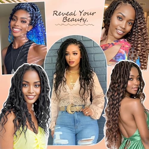 12 Inch Deep Faux Locs Crochet Hair for Black Women - 8 Packs, Purple