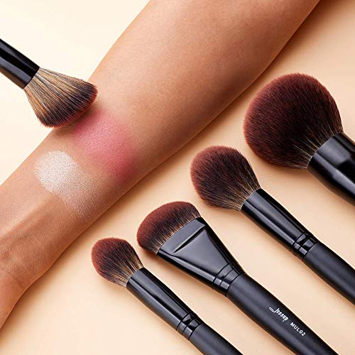 Jessup Professional Makeup Brushes Set Black 21Pcs T271 with Makeup Blender Sponge Red 1Pack SP002