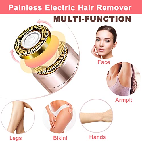 Facial Hair Remover, Removal Shaver for Women, Rosarden USB Rechargeable IPX6 Waterproof Eyebrow Face Razor Trimmer for Lips, Body, Arms, Mustaches, Fuzz and Chin (Blue)