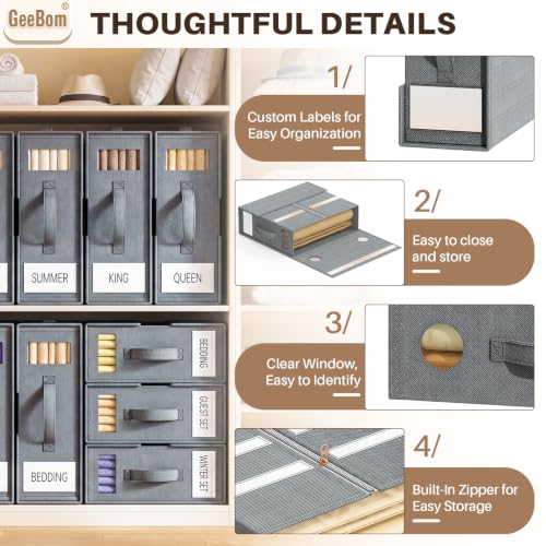 GeeBom 9 Pack Bed Sheet Organizers with Clear Windows & Handles