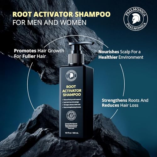 Psalmonica Root Activator Shampoo for Hair Growth - 10.1 Fl Oz Herbal Hair Loss Treatment for Men & Women