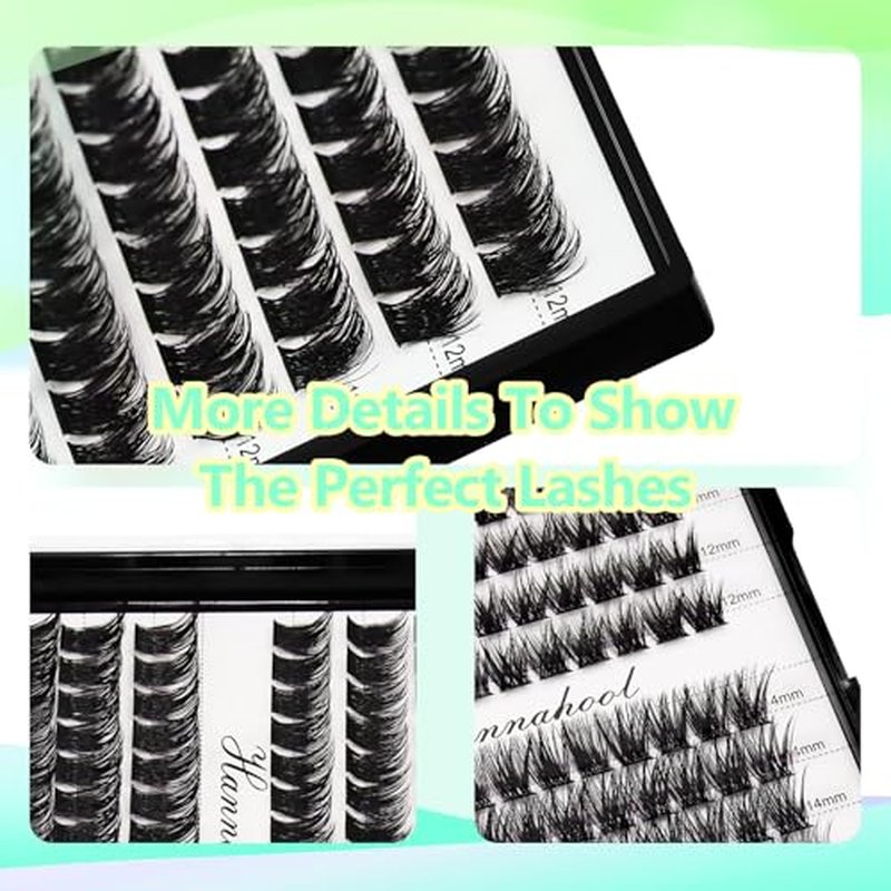 12rows-Large Tray Mixed 8-10-12-14-16mm/Mixed 14-15-16mm/Mixed14mm-16mm/Mixed 18-20mm Wide Stem Individual False Eyelashes Dramatic Black Cluster Eyelashes (mixed 12-14mm)