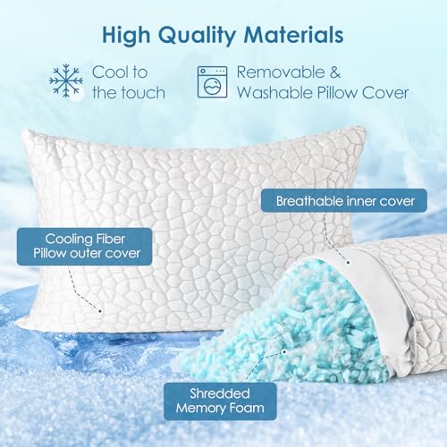 King Size Cooling Pillows Set of 2 - SUPA MODERN Gel Memory Foam Neck Support, Adjustable Firmness, Two-Sided Cooling for Hot Sleepers