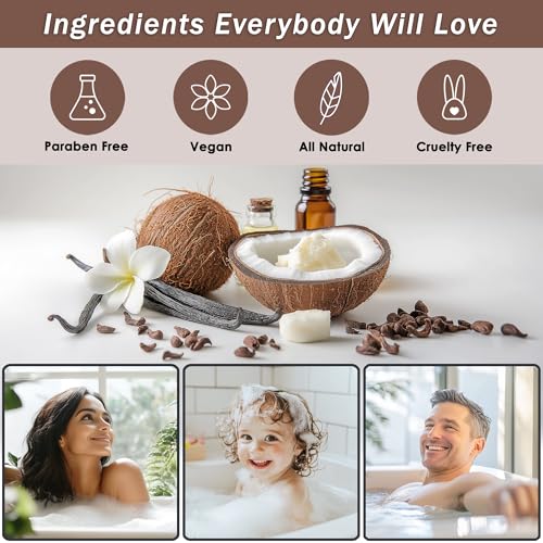 Spa Baskets For Women - Luxury Bath Set With Coconut & Vanilla - Spa Kit Includes Wash, Bubble Bath, Lotion, Bath Salts, Body Scrub, Body Spray, Shower Puff, Bathbombs, Soap and Towel