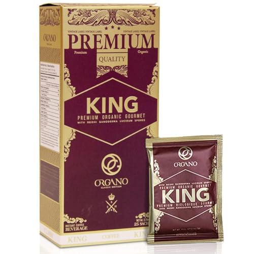 Organic King of Coffee Instant Coffee with Ganoderma Lucidum - Classic Roast, 25 Sachets