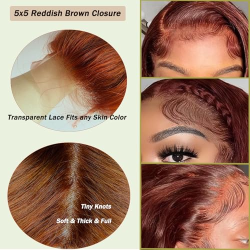 Reddish Brown 10 Inch Human Hair Lace Closure 5x5 Virgin Unprocessed Straight