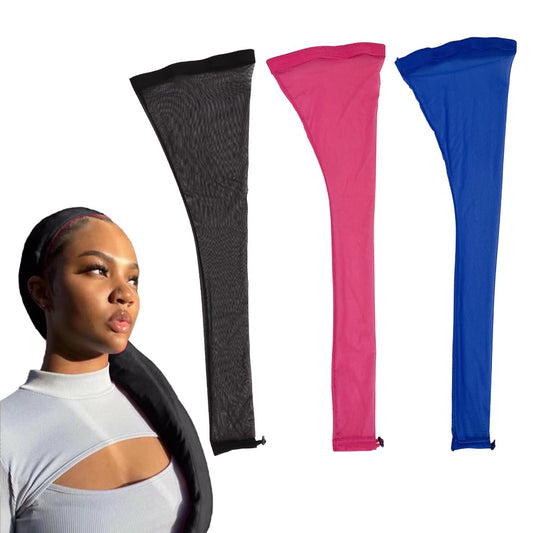 Hair Weave Sleeve for Locs with Drawstring, Extra Long Hairweave Sleeve for Locs, Braids, Dreadlocks & Faux Locs, Elastic Band Loc Bun Cover for Women, Breathable Mesh Loc Sleeve (Colorful, 1 Set)